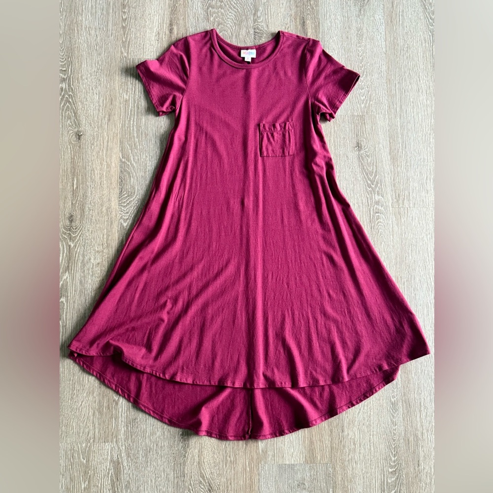 LuLaRoe Carly Swing Dress in Burgundy